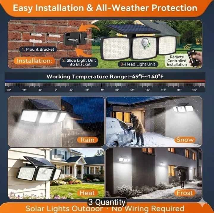 4 Head Solar Motion Sensor Outdoor Security Light - photo 4