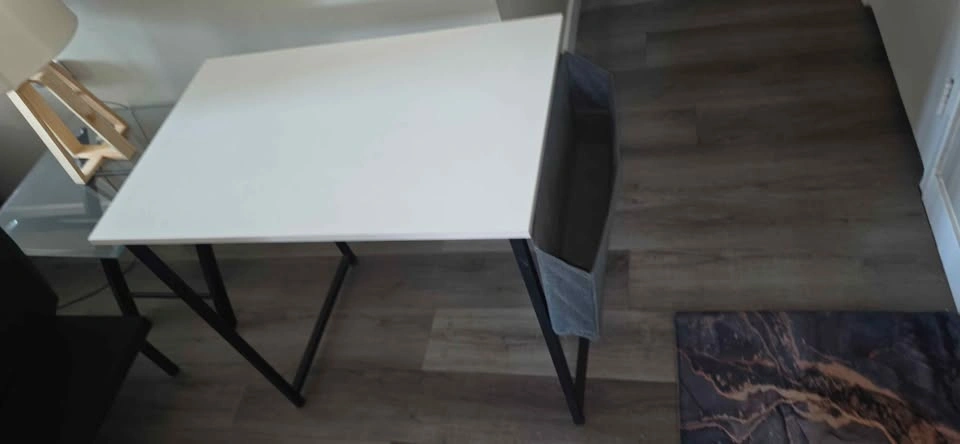 White and Black Computer Desk with Side Storage - photo 2