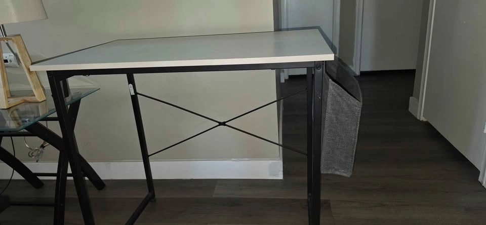 White and Black Computer Desk with Side Storage - photo 3