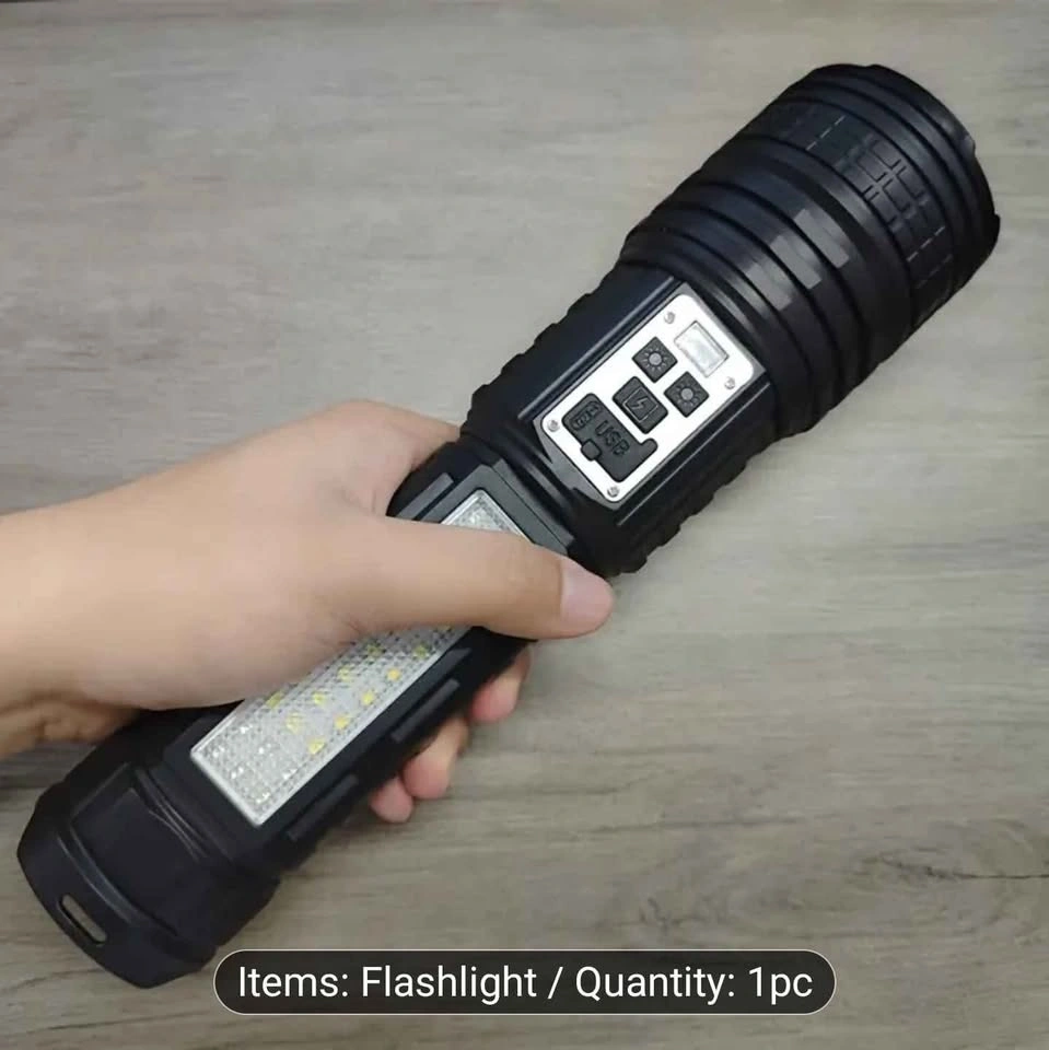 Large LED Handheld Flashlight, Zoomable, USB Rechargeable - photo 2