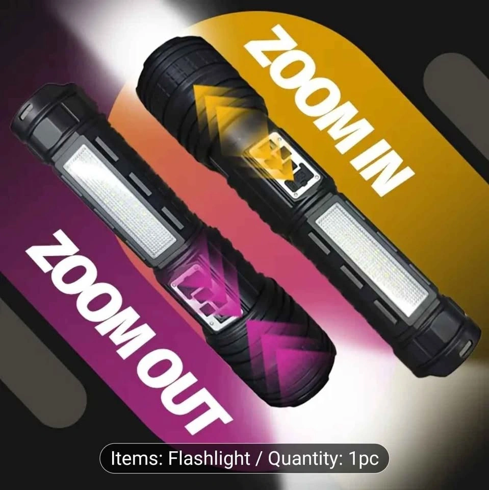 Large LED Handheld Flashlight, Zoomable, USB Rechargeable - photo 4