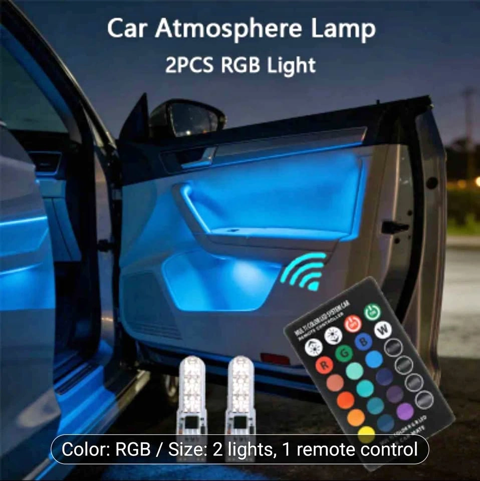 2pcs T10 Car Atmosphere Lights Color Adjustable