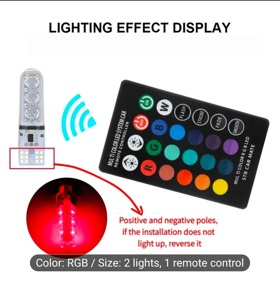 2pcs T10 Car Atmosphere Lights Color Adjustable - photo 2