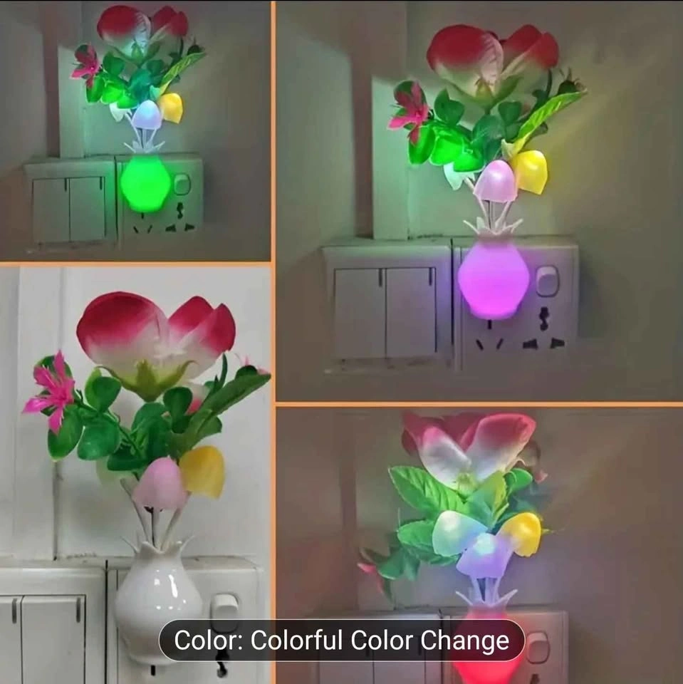 US Standard Socket LED Rose Vase Night Light - photo 4