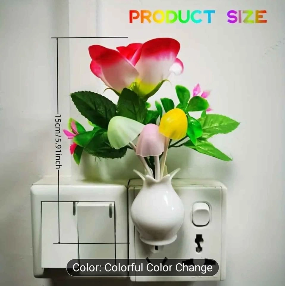 US Standard Socket LED Rose Vase Night Light - photo 5