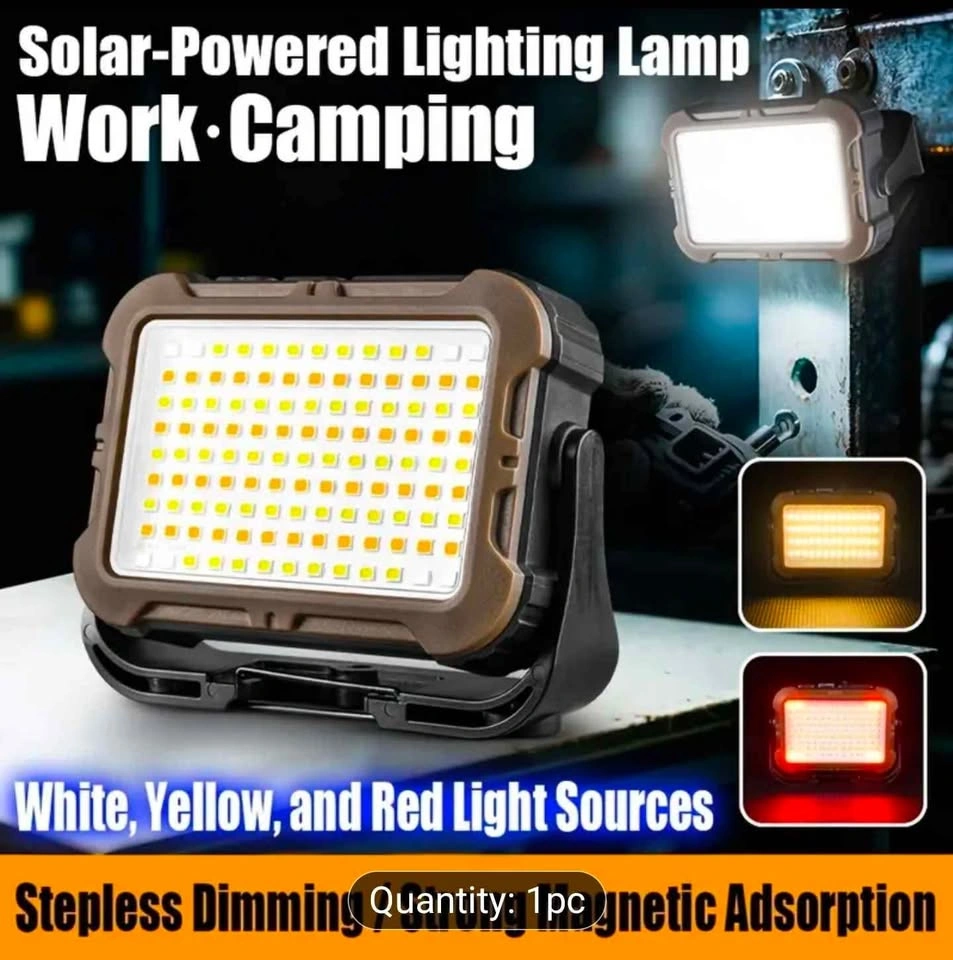 Solar Portable LED Work Light with Type-C Fast Charging - photo 2
