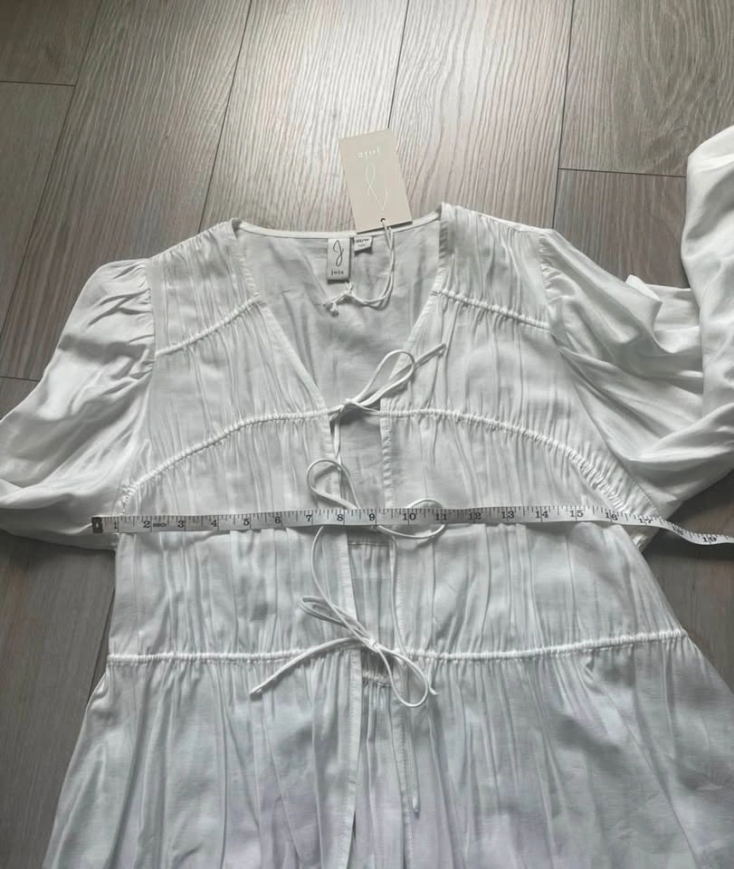 Joie Front-tie white long-sleeved blouse, NWT - photo 3