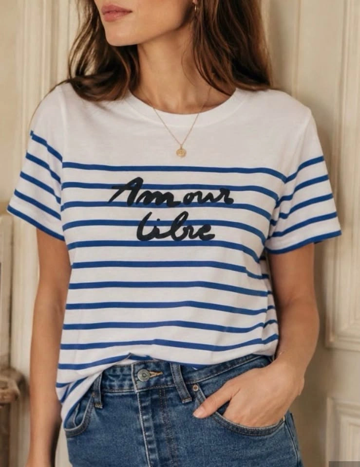 Sézane ‘amour libre’ striped t-shirt, S - photo 2