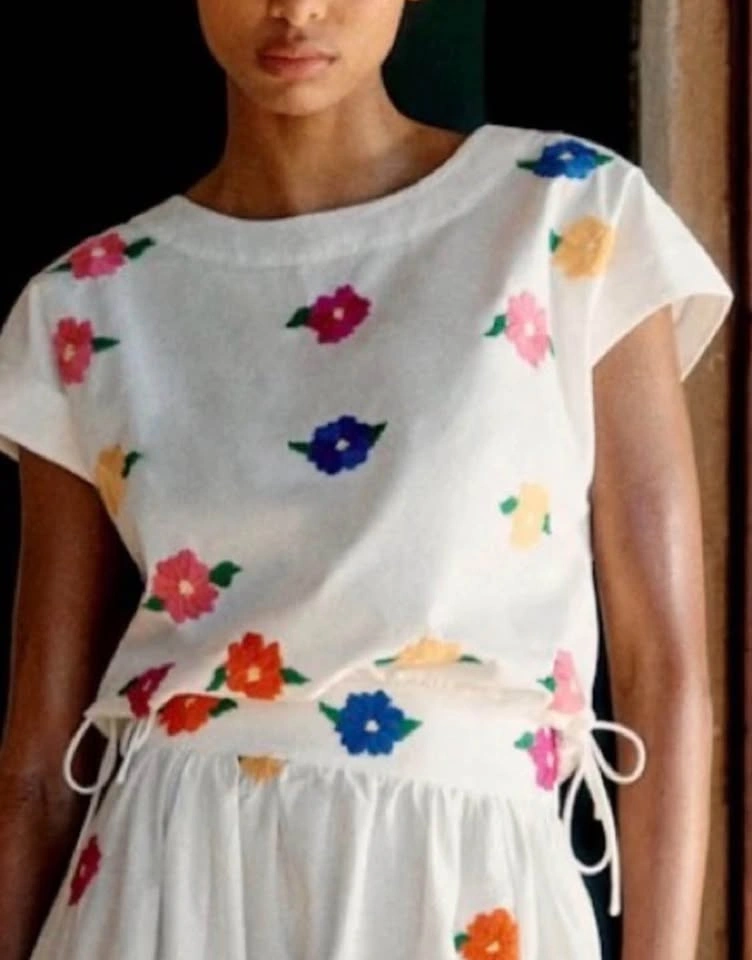 Sézane Jocasta blouse, NWT, FR 36 - XS/S, floral embroidery - photo 3