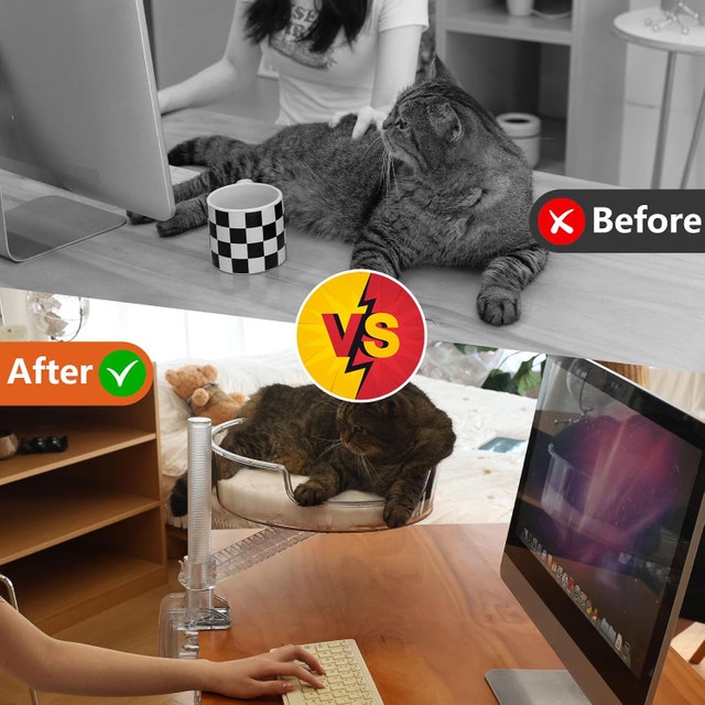 NEW Cat Bed Hammock Desk with Pet Mat, 360° Rotation - photo 2