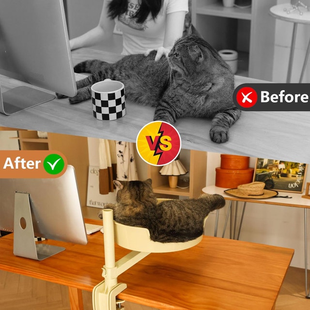 NEW Cat Bed Hammock Desk with Pet Mat, 360° Rotation - photo 2