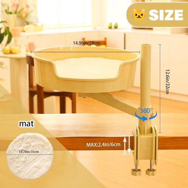 NEW Cat Bed Hammock Desk with Pet Mat, 360° Rotation - photo 3