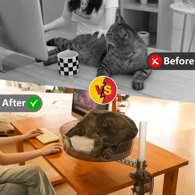 NEW Cat Bed Hammock Desk with Pet Mat, 360° Rotation - photo 2