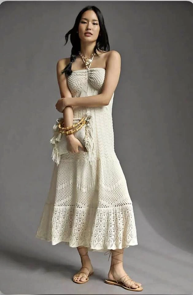 Anthropologie Farm X Crochet Knit Dress XL