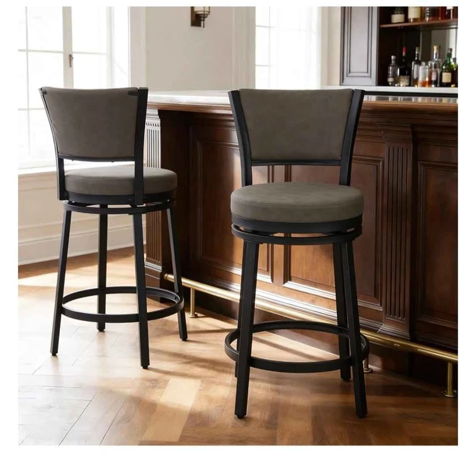 Brand new 25" Faux Leather Swivel Counter Bar Stools (Set of 2) - photo 2