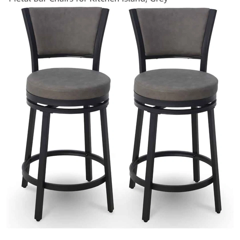 Brand new 25" Faux Leather Swivel Counter Bar Stools (Set of 2) - photo 4