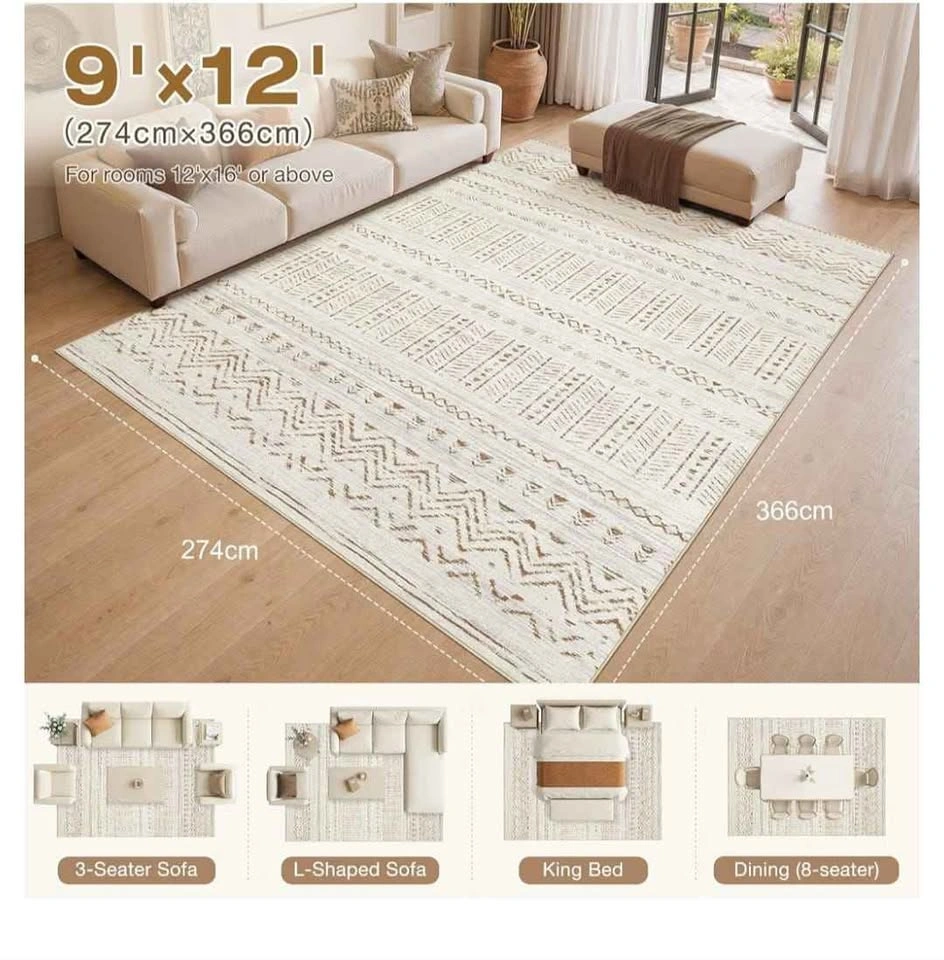 Brand new 9x12 Area Rugs Washable Boho Living Room Rug - photo 4