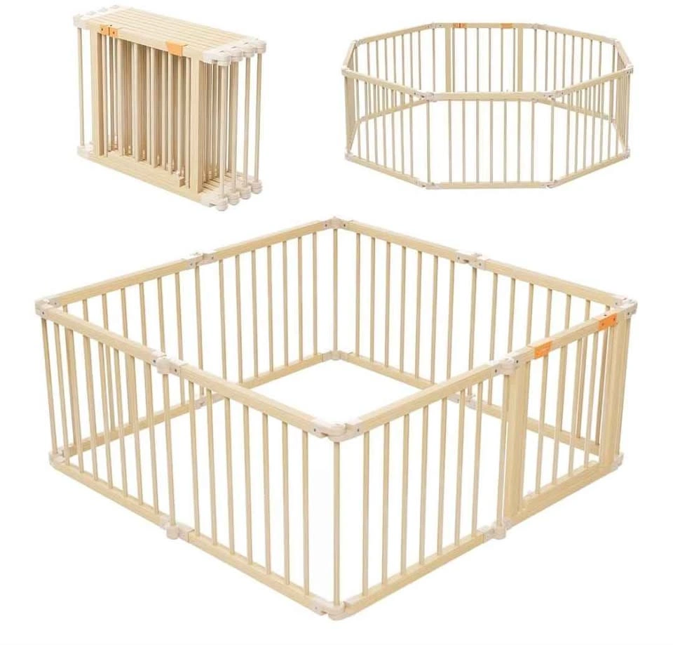 Brand new Wooden Baby Playpen, Foldable with Gate, 8 Panels - photo 2