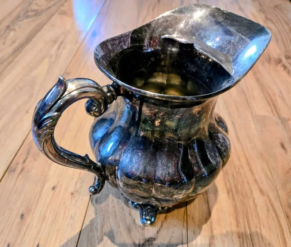 Silverplate Water Pitcher Set with Gravy Boat & Chalices - photo 3