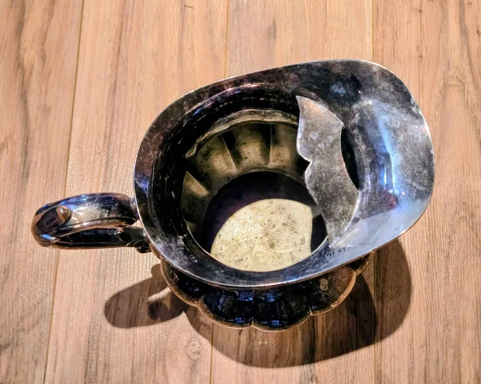 Silverplate Water Pitcher Set with Gravy Boat & Chalices - photo 4