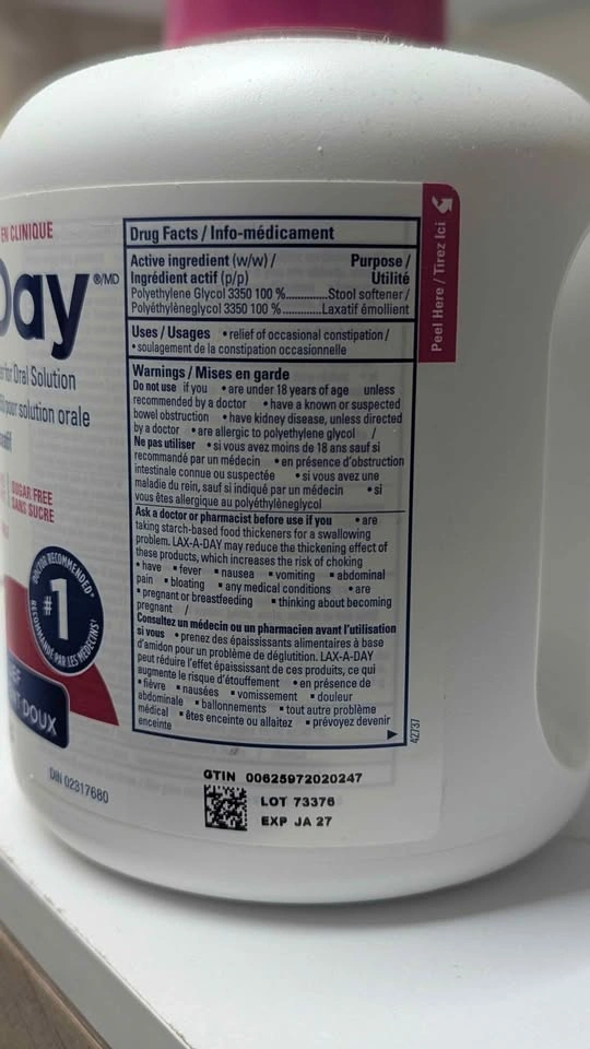 Lax-A-Day and Dr. Reddy's Polyethylene Glycol 3350 Laxative - photo 2