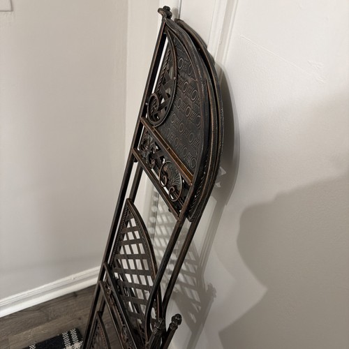 Vintage 3-Tier Folding Wrought Iron Corner Shelving Unit - photo 5