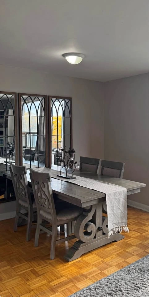 Rustic Grey Wood Trestle Dining Table with 4 Chairs