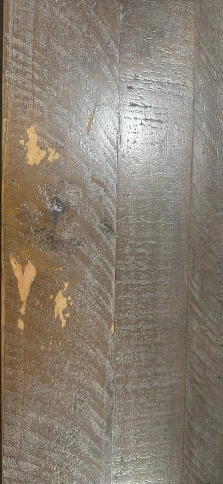 Rustic Grey Wood Trestle Dining Table with 4 Chairs - photo 2