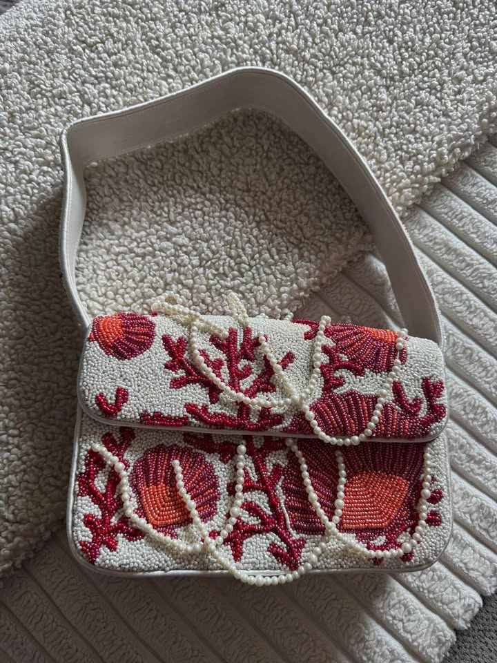Hand beaded shell and pearl bag (retails $350)