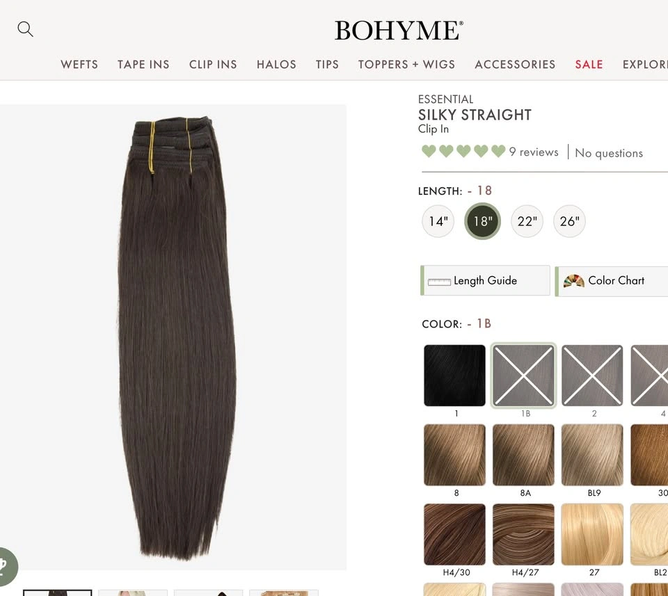 Bohyme 18” Clip-In Hair Extensions - Dark Brown/Black - photo 2