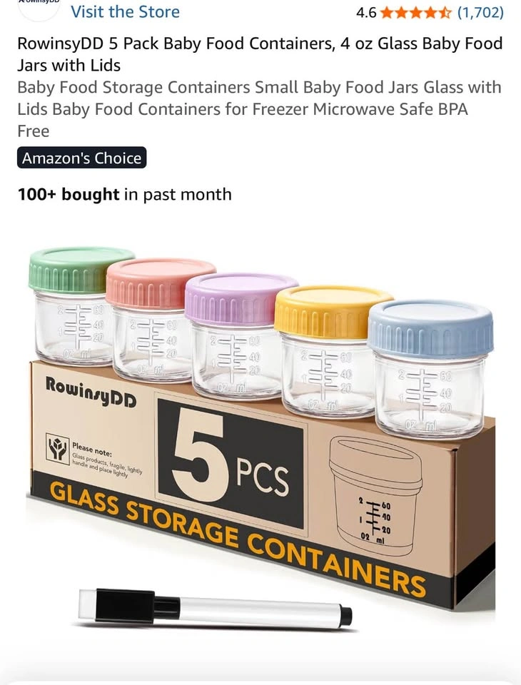 RowinsyDD 5 Pack Glass Baby Food Jars - photo 3