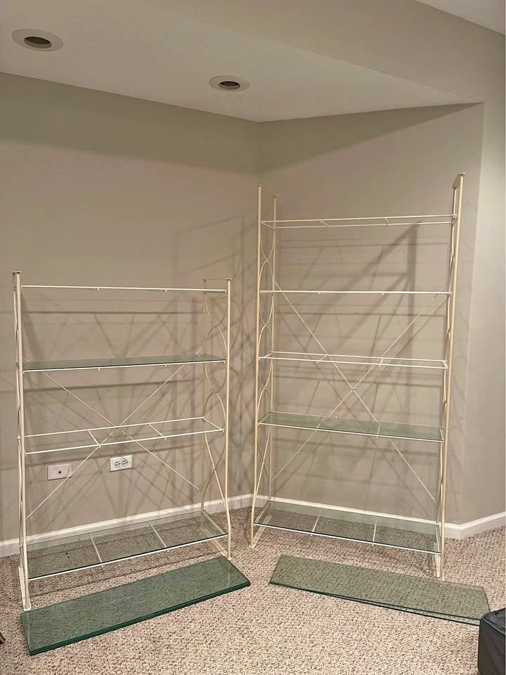 2 IKEA tempered glass shelving units