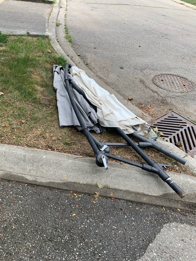 Free Large Canvas Patio Umbrellas-pick up today curbside
