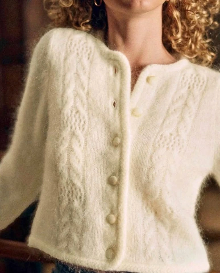 Sézane Evie Cardigan, Ecru, L/XL