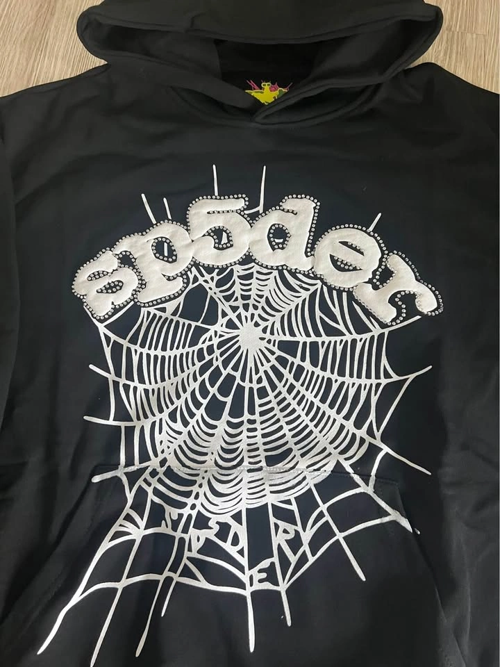 Sp5der Black Rhinestone Web Hoodie - photo 2