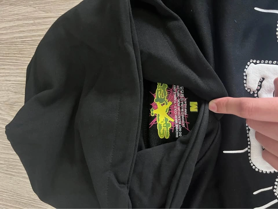 Sp5der Black Rhinestone Web Hoodie - photo 4