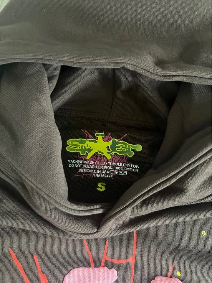Sp5der P5 Worldwide Web Hoodie Brown Size S - photo 4