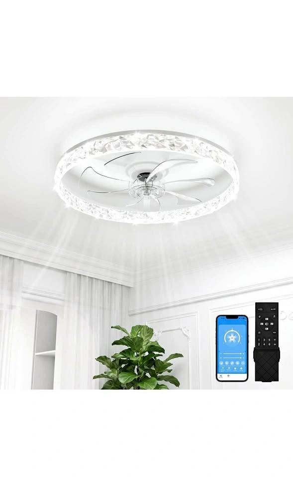 Modern white Low Profile Ceiling Fan with Lights