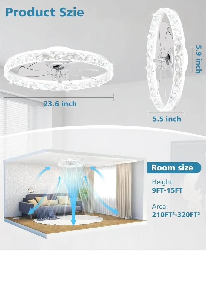 Modern white Low Profile Ceiling Fan with Lights - photo 2