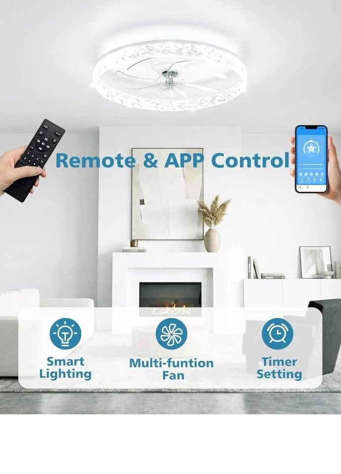 Modern white Low Profile Ceiling Fan with Lights - photo 5