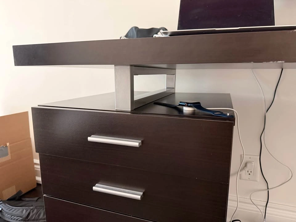 Modern Dark Brown Desk with Drawers - photo 2