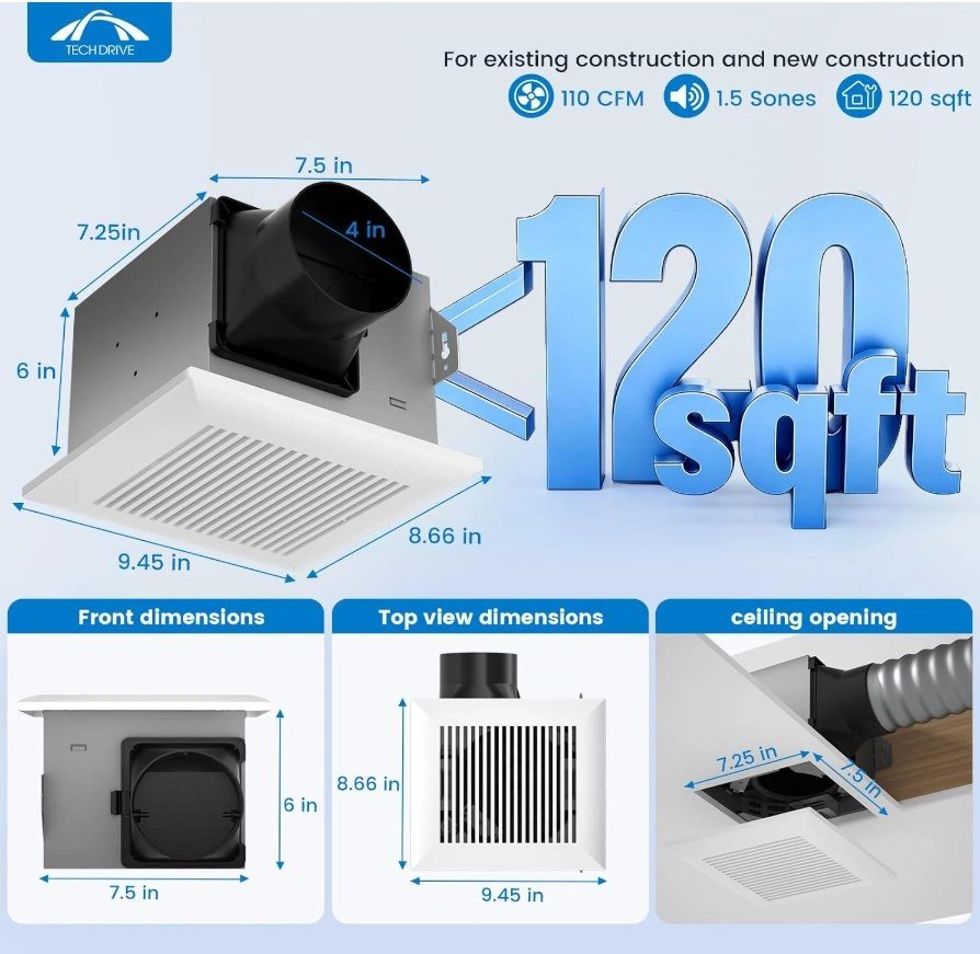BRAND NEW: Tech Drive Quiet Bathroom Exhaust Fan (110 CFM) - photo 2