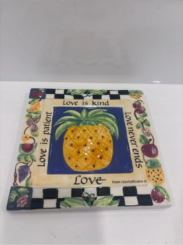 Carla Groce Pineapple Ceramic Trivet Hot Plate - photo 3