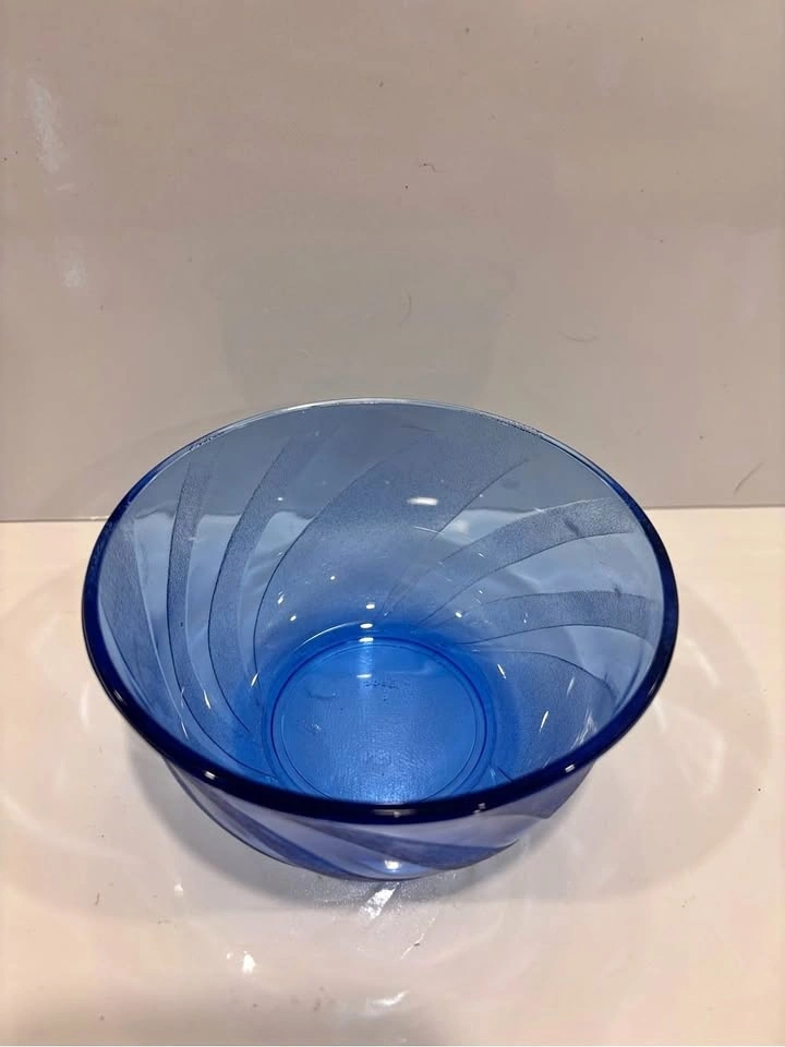 Vintage Brazilian cobalt blue art glass bowl frosted swirl