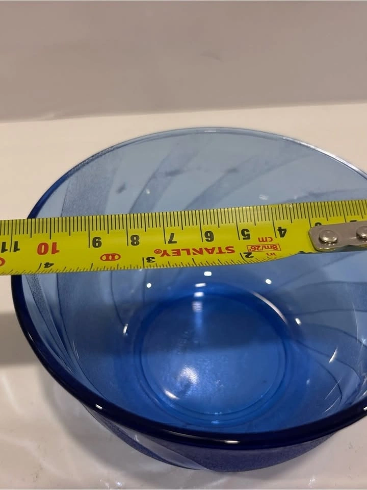 Vintage Brazilian cobalt blue art glass bowl frosted swirl - photo 2