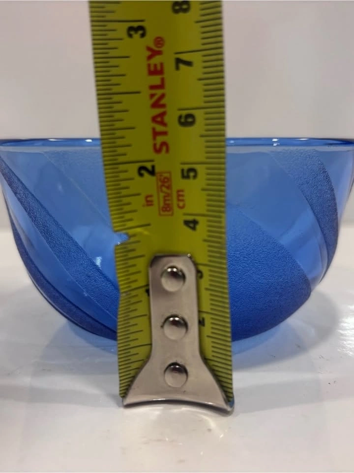 Vintage Brazilian cobalt blue art glass bowl frosted swirl - photo 3