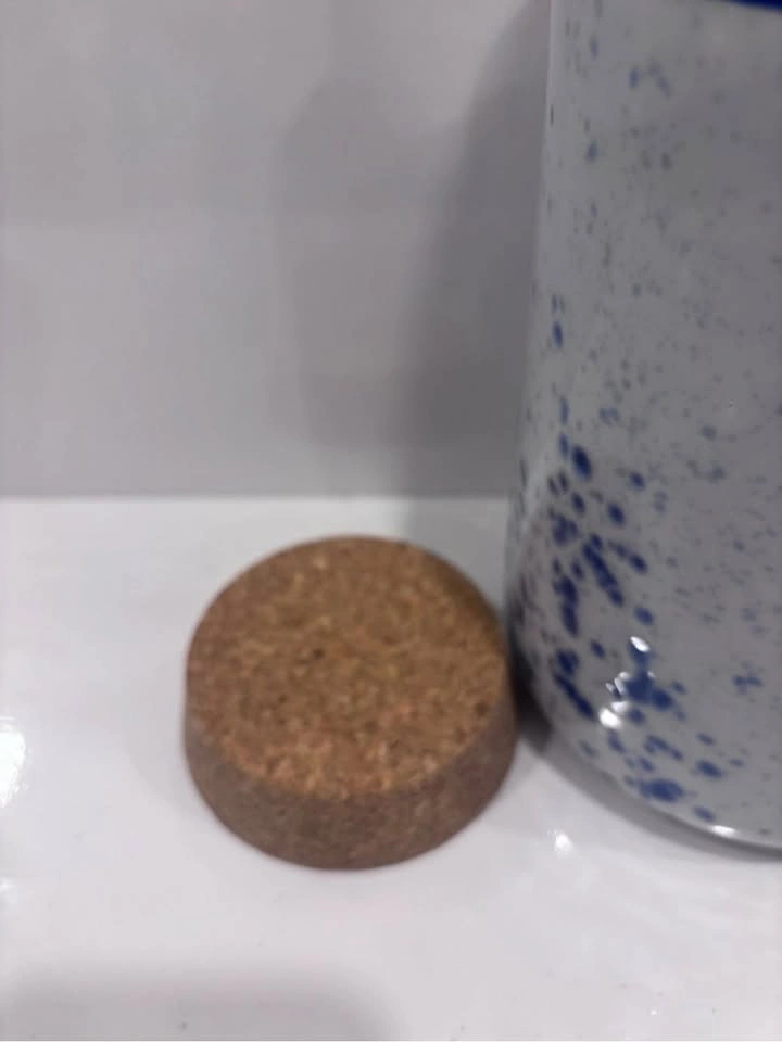 CMH handmade Portugal pottery canister cork lid blue & white - photo 3