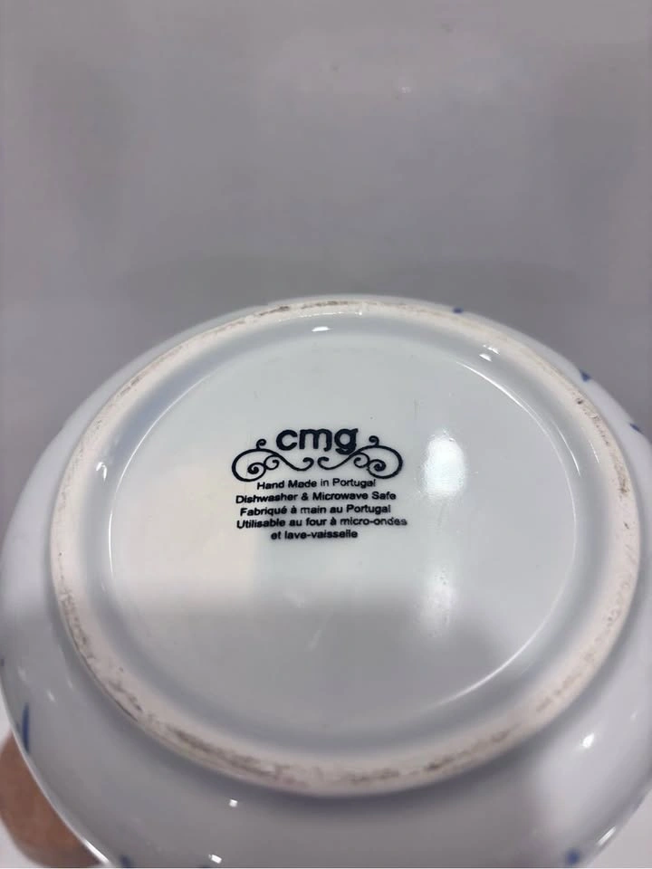 CMH handmade Portugal pottery canister cork lid blue & white - photo 4