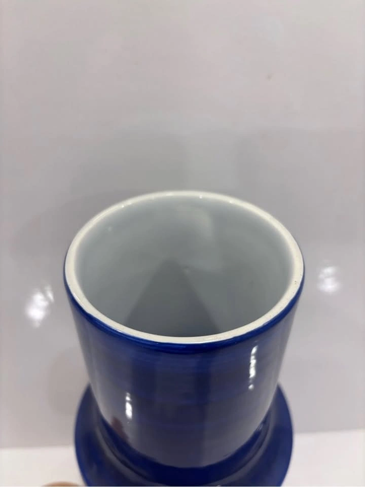 CMH handmade Portugal pottery canister cork lid blue & white - photo 5