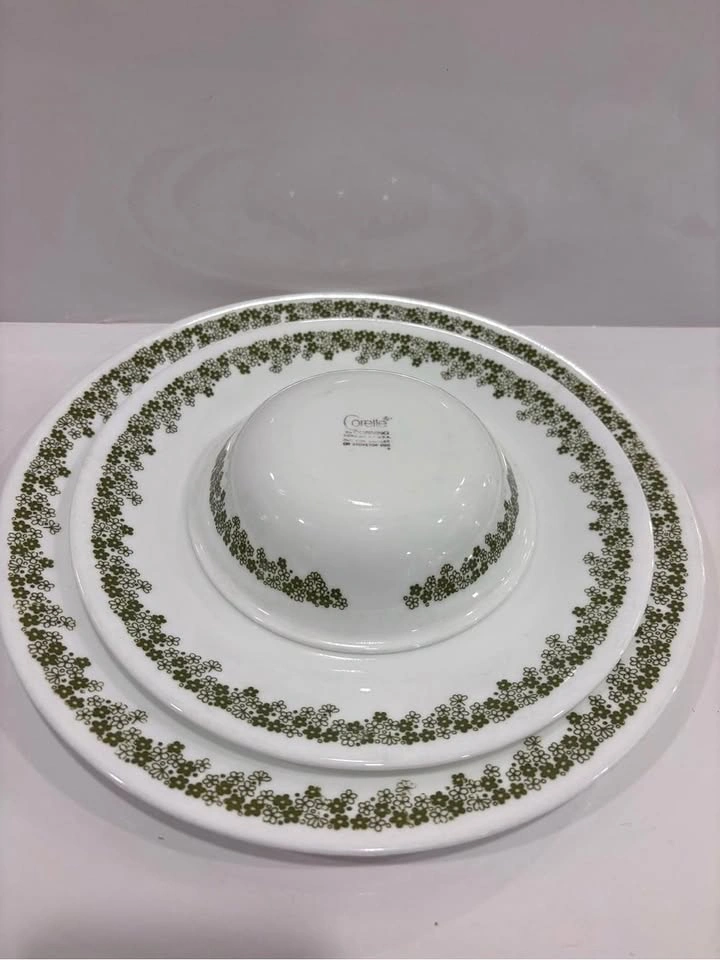 Vintage Corelle Spring Blossom Green Crazy Daisy Dinner Set